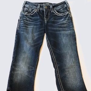 SILVER JEANS Suki Capri Jeans Dark altered W24/L19